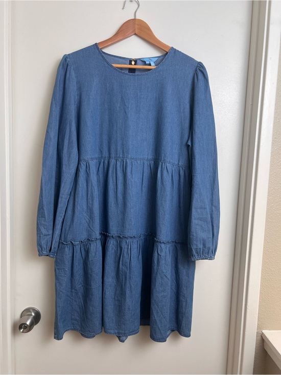 Draper James Dresses & Skirts - Draper James 100% Cotton Chambray Tiered Babydoll Dress Cottagecore L